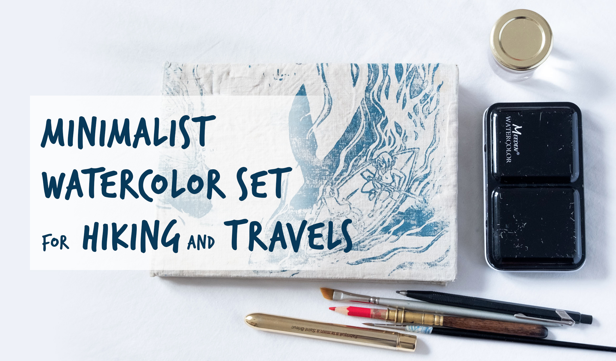 Minimalist watercolor set for hiking and travels